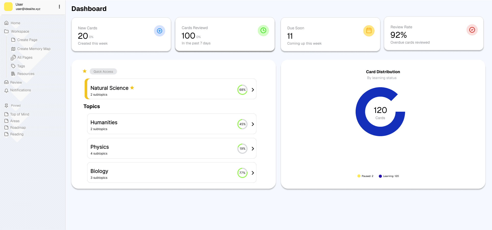 App interface on desktop
