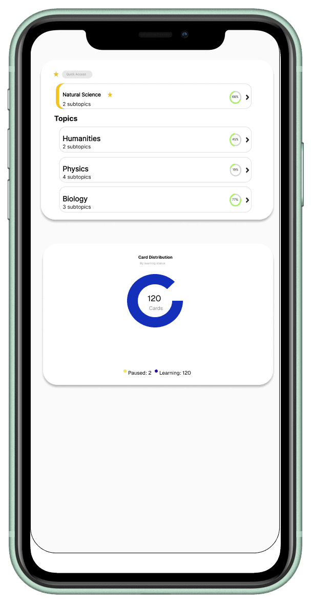 App interface on mobile